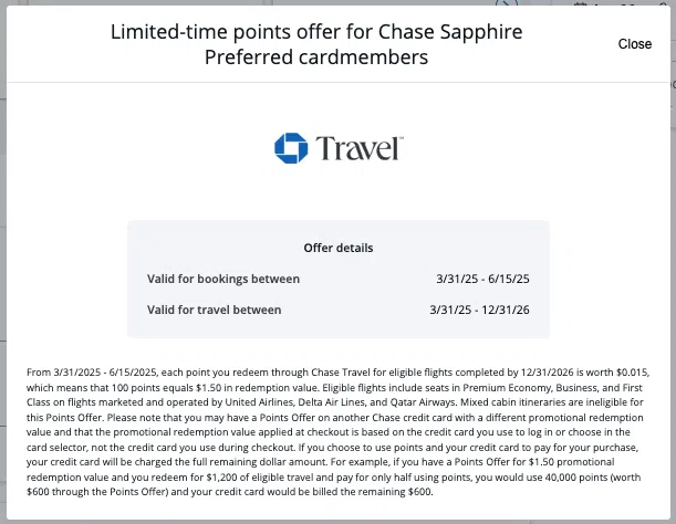 chase travel example